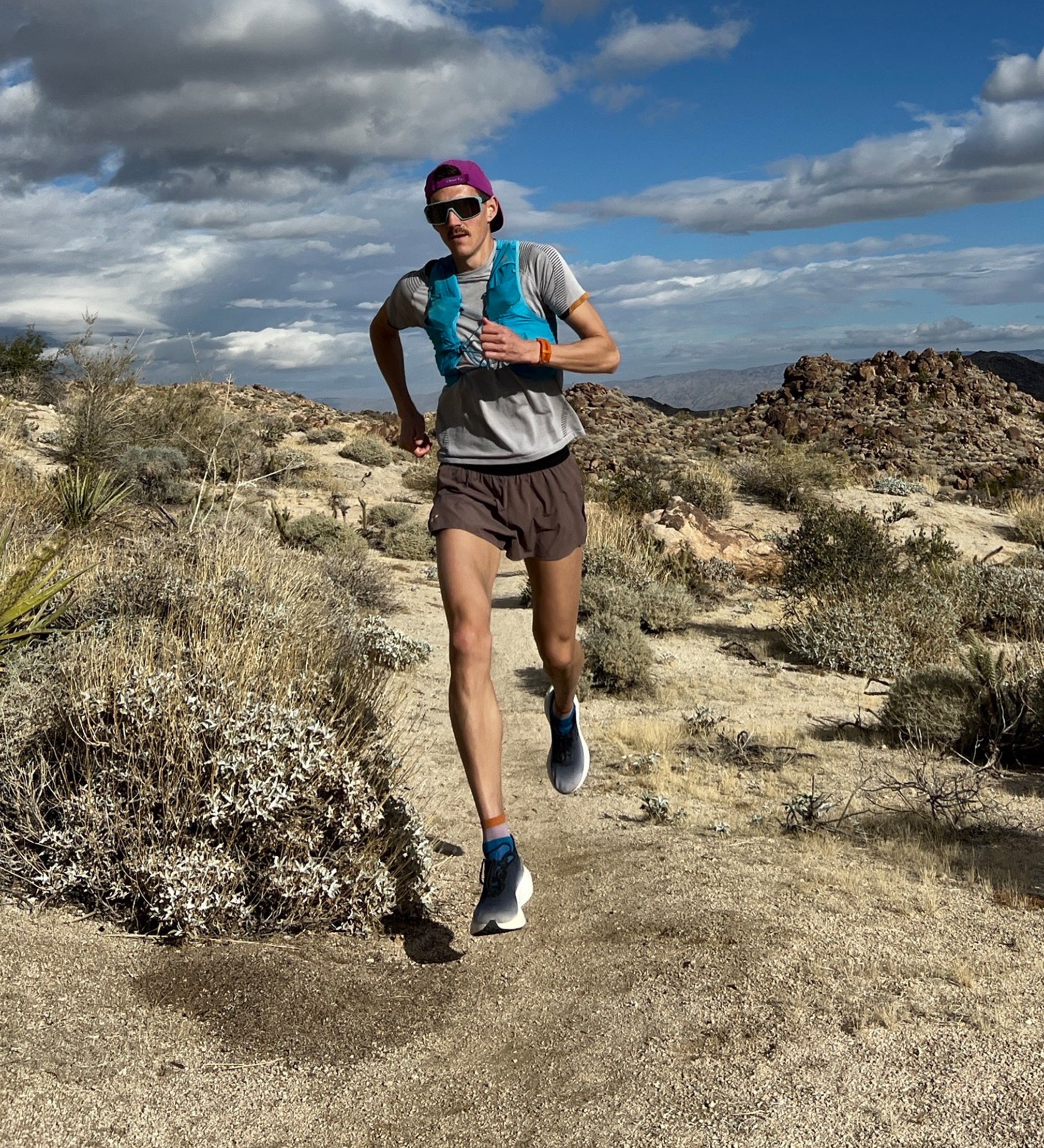 Man running through desert