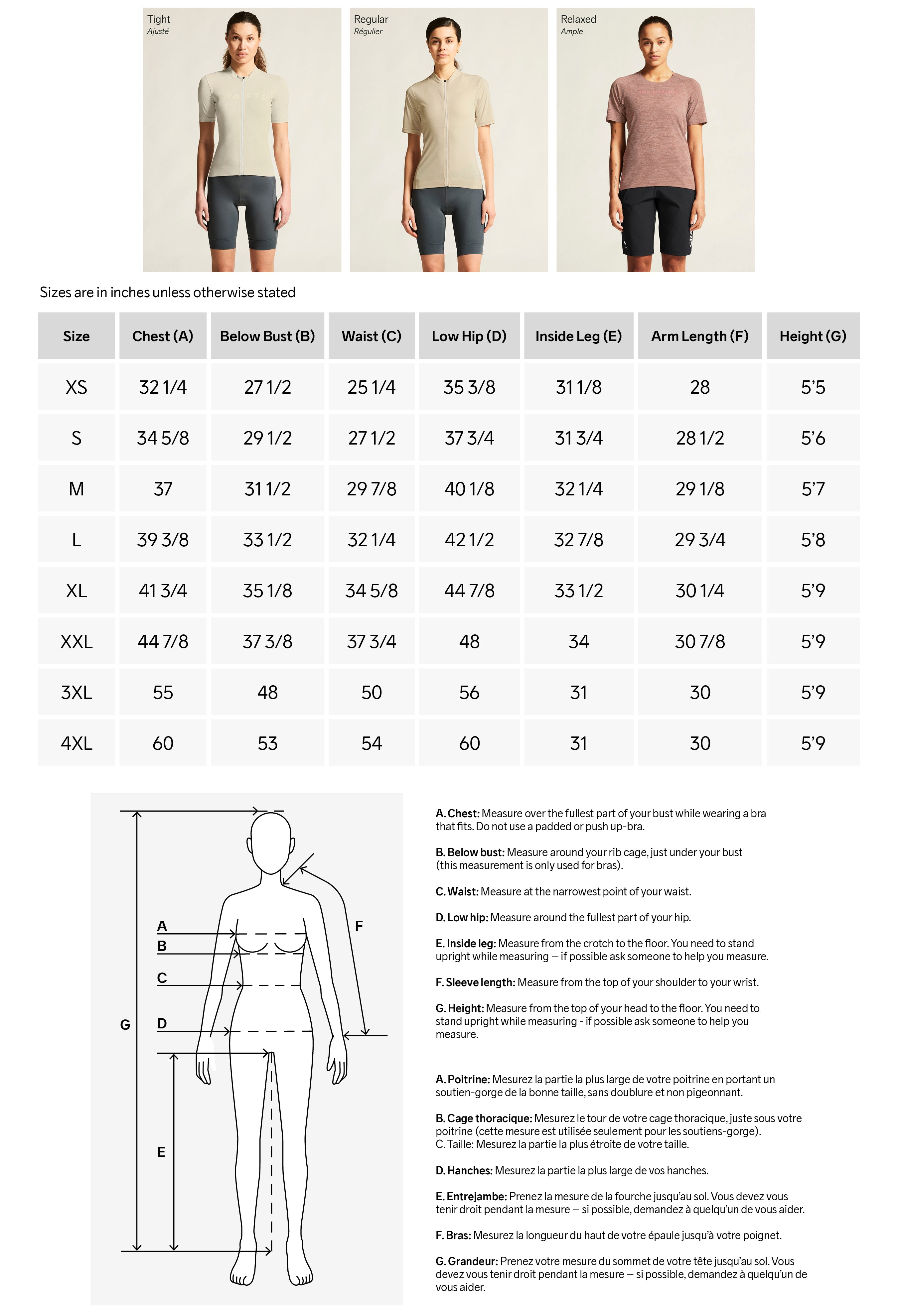 Size Guide - SS24 – Craft Sports Canada